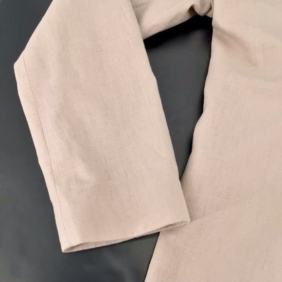 Dalia Linen Light Pink Shoulder Pad Faux Pockets Blazer Size Medium - Picture 8 of 13